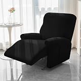 Leorate 4-Piece Recliner Chair Cover Set Black – Non-Slip, Pet Friendly view 5