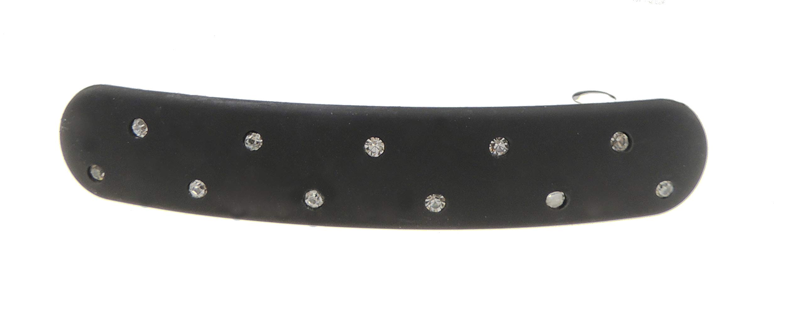 Womens Girls Crystal Diamante Classic Plain Wedding Birthday Party Evening Ponytail Fine Medium Hair Accessories Occasion Barrette Hairpin French Spring Clip Rectangular Thin Long Modern Matte Black