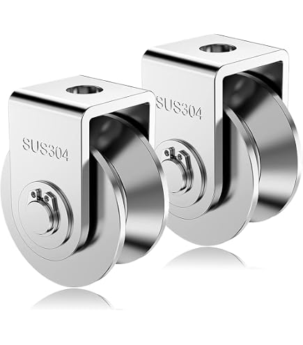 2-Pack 2" V-Groove Pulley Wheel – 304 Stainless Steel, 880lb Load Capacity For Sliding Gates & Home Gym Cables