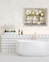 Farmhouse Flower Bathroom Decor Wall Art Rustic