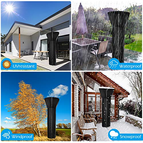 AOZRYNL Patio Heater Covers Waterproof with Zipper, Standup Outdoor Round Heater Covers Oxford Fabric Windproof Snowproof Protection Cover Compatible with Propane Heater (87\