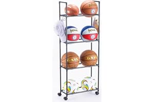 FDSDEFEN Basketball Rack, Garage Ball Storage Stand with Wheels - Sports Organizer for Basketball, Volleyball, Soccer, Football Accessories