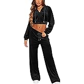 SMSN Women Sweatsuits Set Velvet 2 Piece Tracksuit Outfits Velour Jogging Long Sleeve Sweat Hoodie and Sweatpants Set