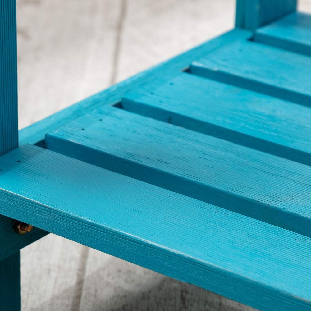 B&Z KD-50T Outdoor Porch Wooden Side Table Rectangular Rustic W/Storage Turquoise : Garden & Outdoor
