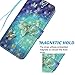 MOLLYCOOCLE Galaxy S9 Case(Not Plus), 3D Relief Pattern Wallet Case PU Leather Soft TPU Inner Bumper Ultra Slim Fit Protective Cover for Samsung Galaxy S9, Blue Butterfly