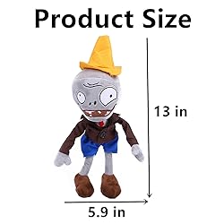 JHESAO 12" PVZ Plush Conehead Zombies Brown Coat