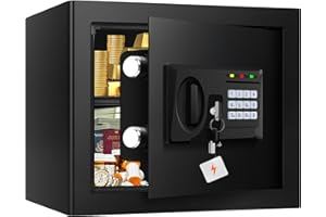 VIDXCVIT 1.6 Cuft Fire proof Safes for HOME USE, Anti-Theft Digital Security Safety Box with Programmable Keypad and Spare Keys, Home Safes Fireproof Waterproof for Money Medicine Document Valuables