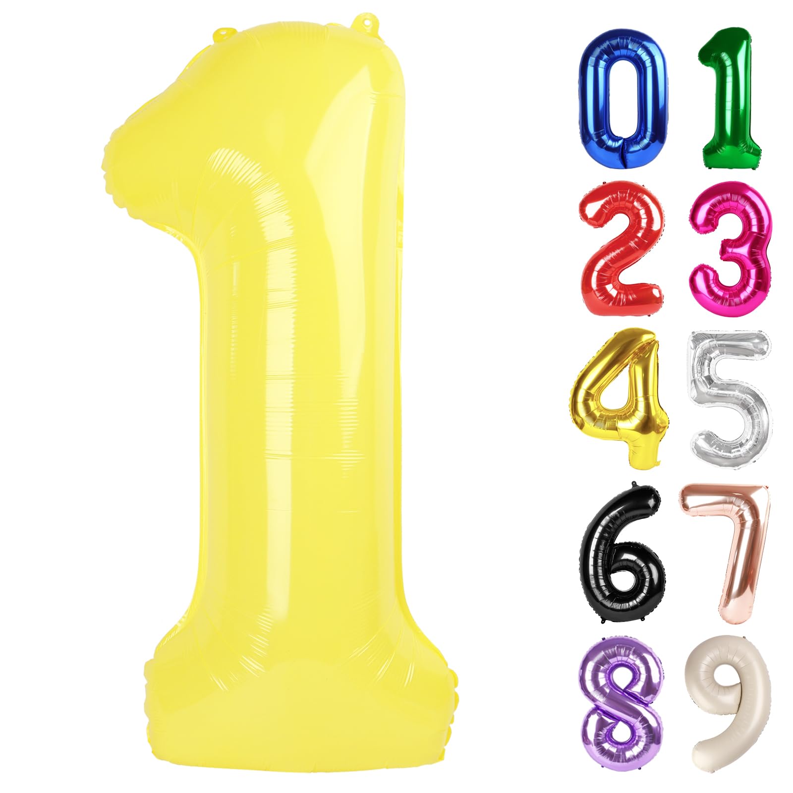 Photo 1 of 1 Balloon - Macaron Yellow Birthday Number Balloons, 40 Inch Large Foil Balloons for Men Women Boys Girls Macaron Yellow Themed Birthday Decorations