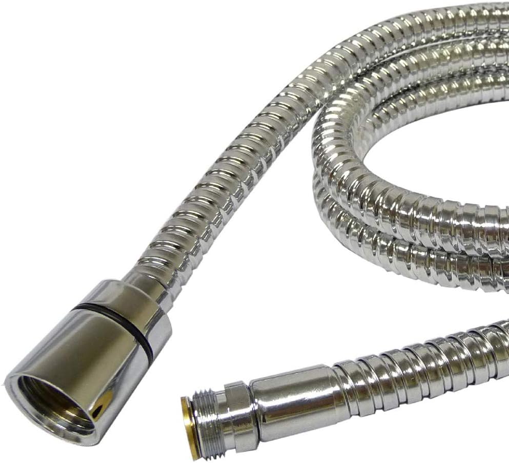 200cm 8mm Bore Stainless Steel Through Bath Shower Hose - BH34-15mm Fine Thread Male to Std Shower Head Connection - Image 3