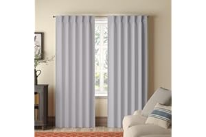 Homi Drapes Double Pinch Pleated Blackout Curtains Thermal Insulated Room Darkening Drapes for Bedroom/Livingroom Along with 2 Panels Combined W(36"+36"),Tiebacks,Hooks (Silver, 72"x84")
