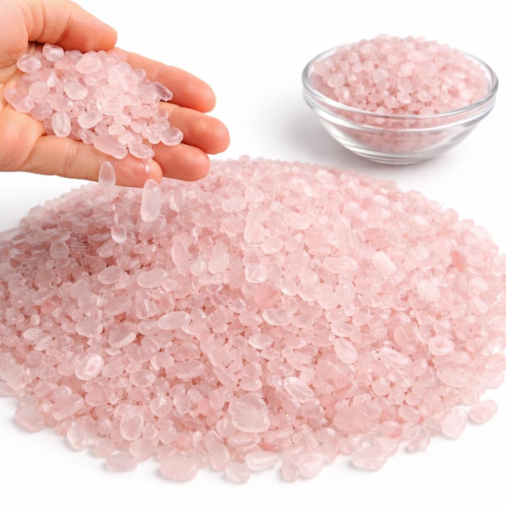 500 Pieces Tumbled Stones Small Gemstone Beads Set Healing Stones Gemstone Without Hole Chips Semi-Precious Stone Gemstone Beads Gemstone (Rose Quartz 4~8 mm)