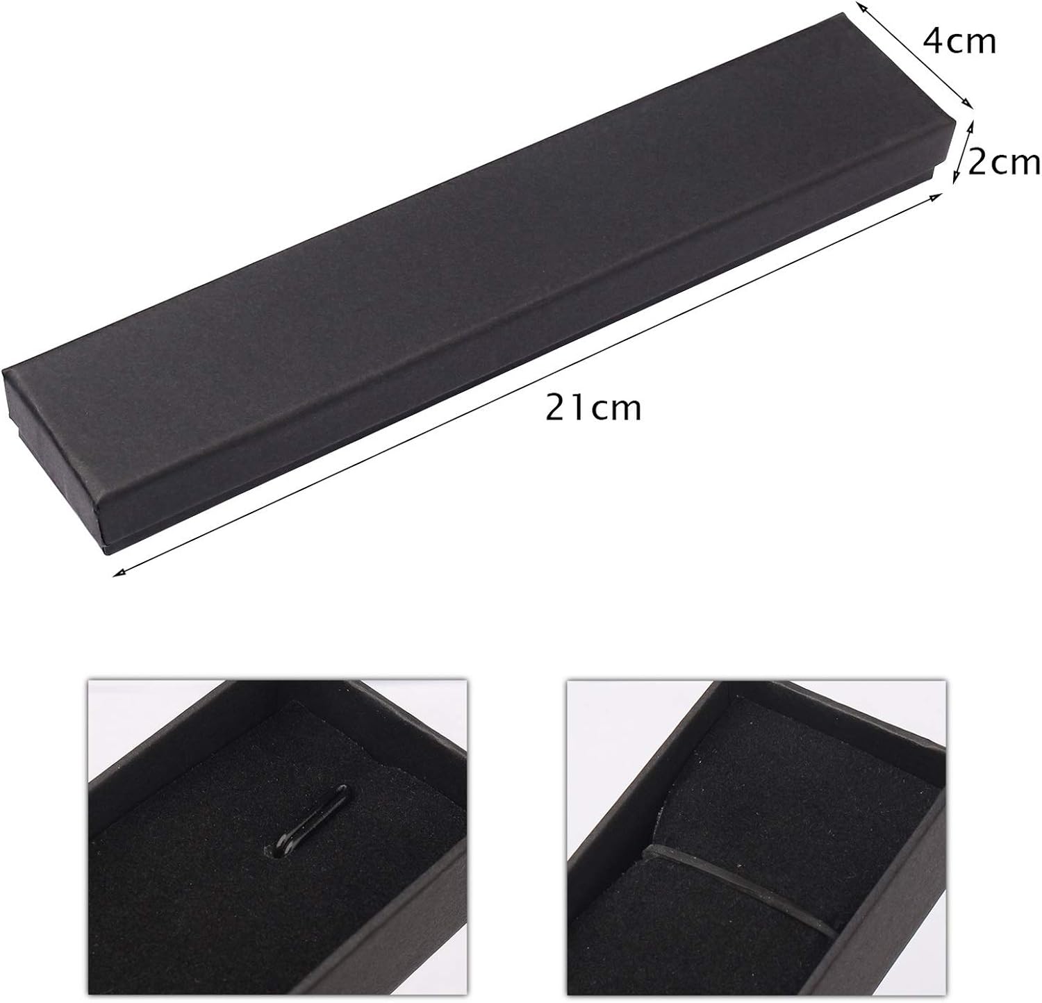 Bracelet Gift Box, 4 * 21 * 2cm Black Long Necklace Case, Kraft Gift Box for Neckalce Earrings Chain Jewelry - Image 4