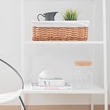 Woodluv Brown Wicker Storage Basket with Off White Lining Large view 5
