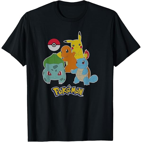 Amazon.com: Pokemon Adult Unisex Black Grid T-Shirt : Clothing