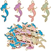 SUNNYCLUE 1 Box 30Pcs Mermaid Ocean Charms Enamel Mermaid Charms Bulk Small Cute Metal Alloy Oil Drip Summer Beach Sea Life Pendant for Jewelry Making DIY Bracelet Necklace Earring Crafts Supplies