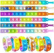 12PCS Push Pop Fidget Toy Fidget Bracelet, Durable and Adjustable, Multicolor Stress Relief Finger Press Brace