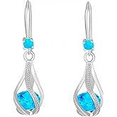 LULUQIFA 925 Sterling Silver Dangle Earrings for Women 14K Gold French Style Drop Hoop Dainty Cubic Zirconia Hypoallergenic Trendy Jewelry for Mother Wife Daughter Anniversary Birthday Gifts