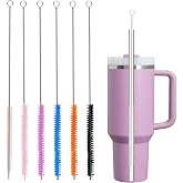 Straw Cleaner Brush for Stanley, 6Pcs Reusable Extra Long Straw Cleaning Brush for 14oz 20oz 30oz 40oz Stanley Mug, Cleaning Brushs for All Plastic, Glass, Stainless and Silicone Straws