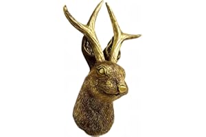 Numfog Jackalope Wall Mount,Gold Animal Heads for Wall，AimalHead Wall Decor,Wall Sculptures,Deer Antler Decor,Resin Vintage Hanging Ornaments,Whimsical Decor，Fridge Magnets