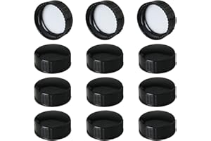 MEETOOT 12pcs Phenolic Resin Cover 28 Threads 28mm Black Poly Seal Screw Caps for Daily Chemicals, Food, Cosmetics Bottles
