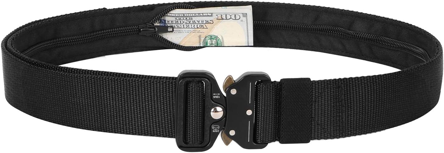 Mens Tactical Belt SANSTHS Heavy Duty Nylon Belt 1.5in Riggers Belt Military Webbing with Quick Release Metal Buckle