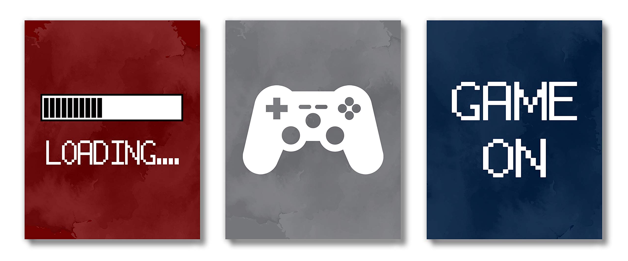 Brooke & Vine Video Game Wall Decor, Gaming Posters, Teen Boy Gamer Decor (UNFRAMED 8 x 10 Set of 3) Game Room, Playroom, Media Room, Bedroom, Dorm, Office, Desk, Mancave (Game On)