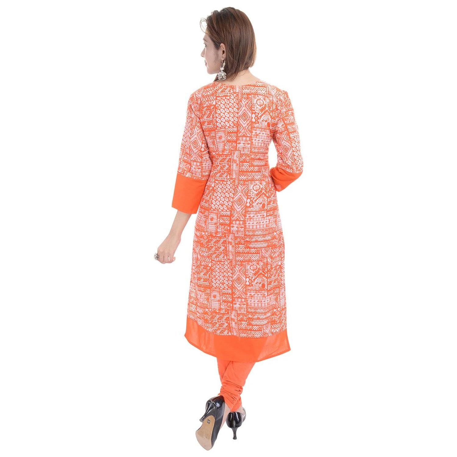 gulmohar jaipur women's cotton printed kurti (orange)