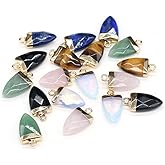 QSLLER Natural Stone Pendants,Horn Shape Natural Stone Agate Pendants(10x20mm) Charms for DIY Jewelry Making Necklace Bracelet(10pcs Random Color)