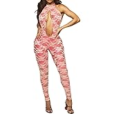 MatyLonm Women Knit Sexy Bodycon Romper Leopard Print Halter Jumpsuit Casual Bodysuits Fashion One Piece Outfits