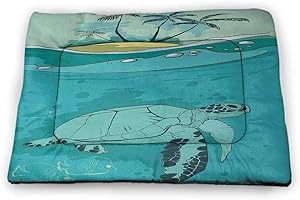 Nomorer Large Dog Bed Ocean for Food and Water for Wood Floors Sea Turtle Swimming Coral Reef Exotic Island Underwater Life Illustration 35