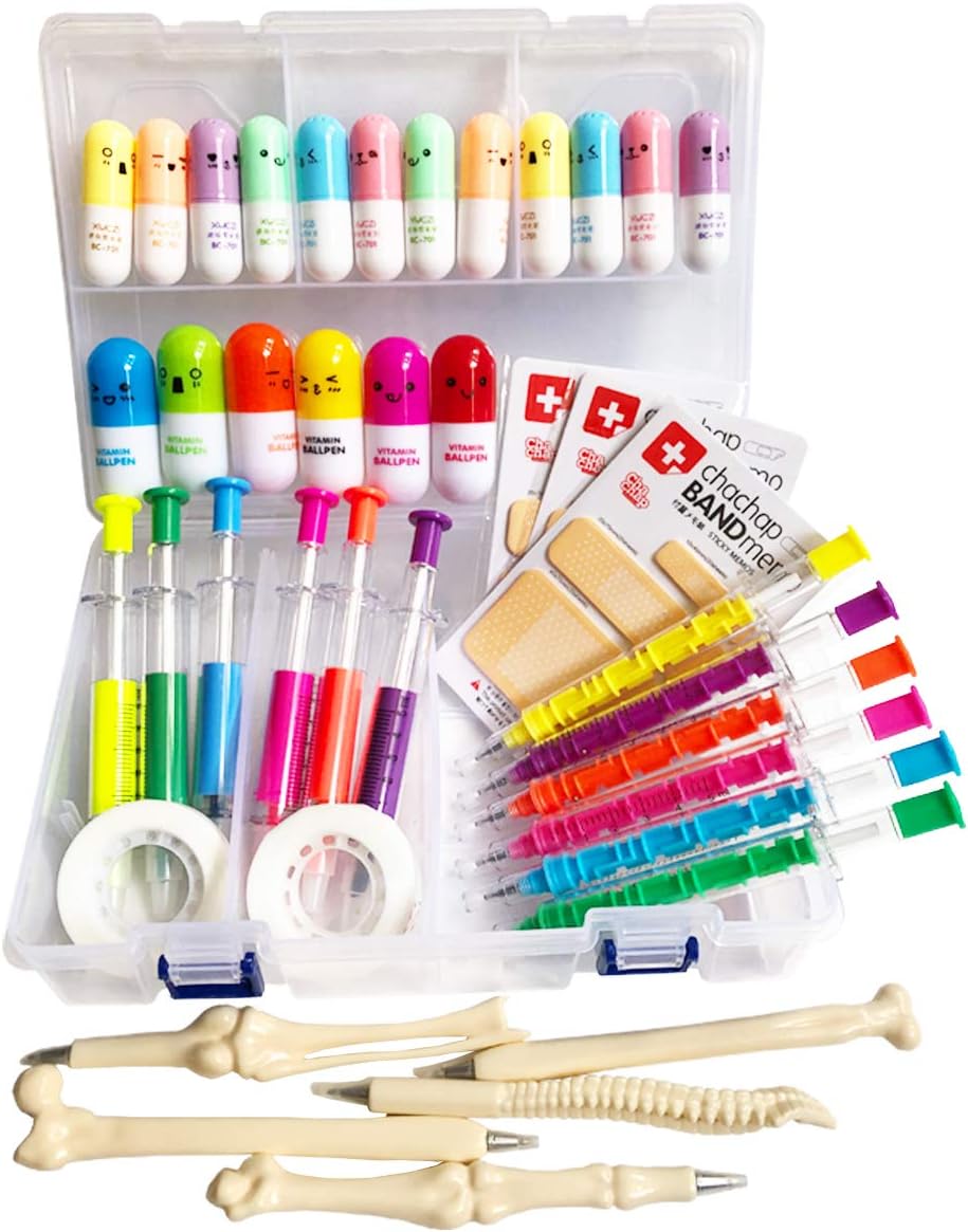 41Pcs Cool Nurse Stationery Pens Gift Set,Capsule Highlighters