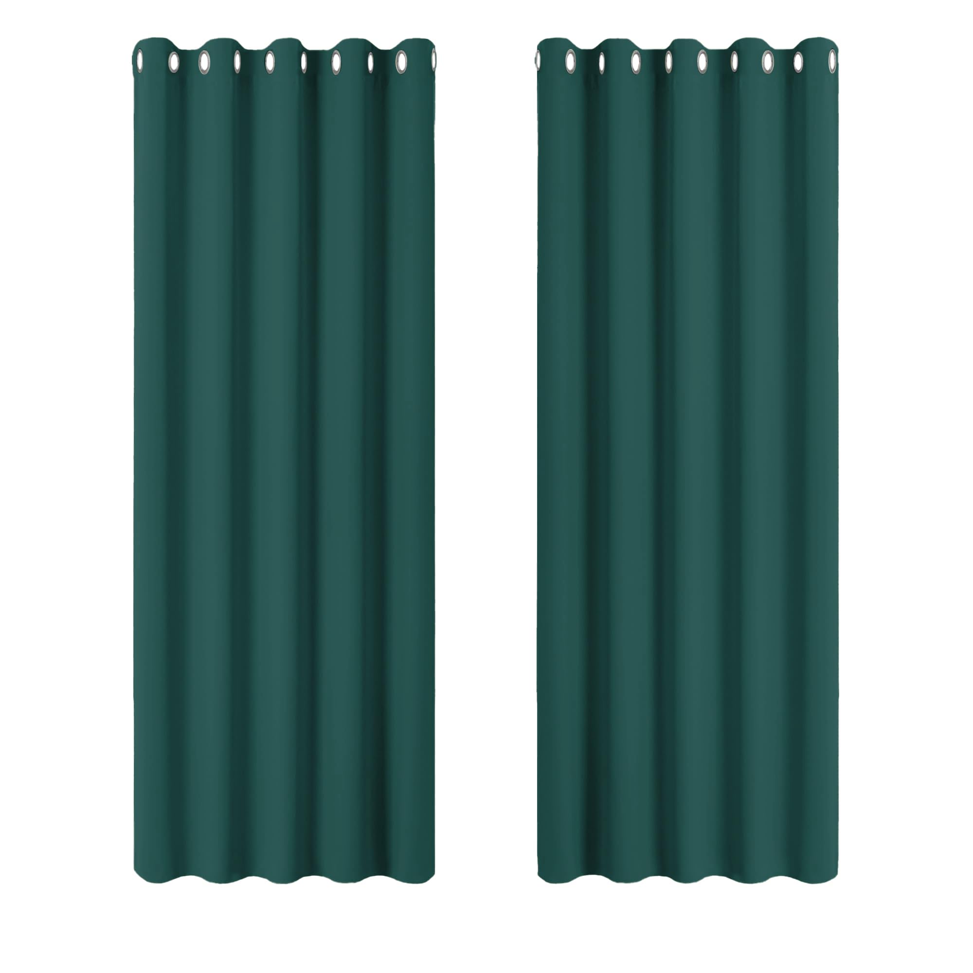 PONY DANCE Dark Green Blackout Curtains for Bedroom - Thermal Christmas Curtains with Eyelet for Window Treatment Living Room/Kitchen, 2 Panels, W66 X L54, Dark Green