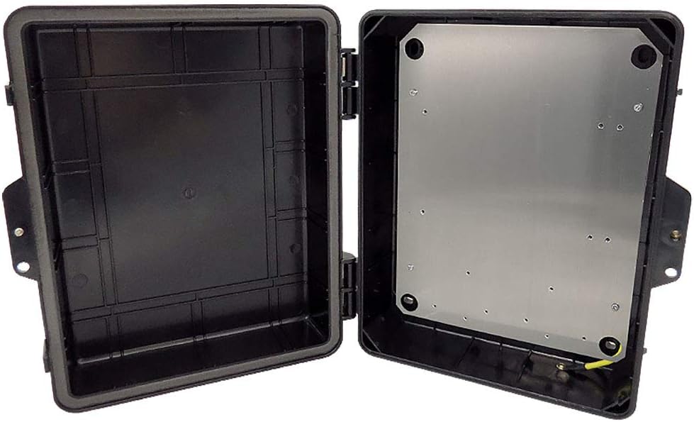 Altelix Stealth Black NEMA Enclosure 14x11x5 (12" x 8" x 4" Inside Space) Polycarbonate + ABS Weatherproof Tamper Resistant NEMA Box with Aluminum Equipment Mounting Plate