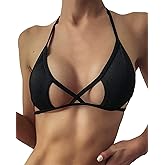 Verdusa Women's Cut Out Tie Knot Halter Swimwear Triangle Bikini Top