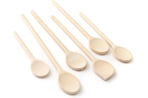 tuuli Kitchen - 6-Piece Wooden Spoons Cooking Utensils Set, Specially Designed Solid Beechwood Kitchen Spoons, Durable Wooden