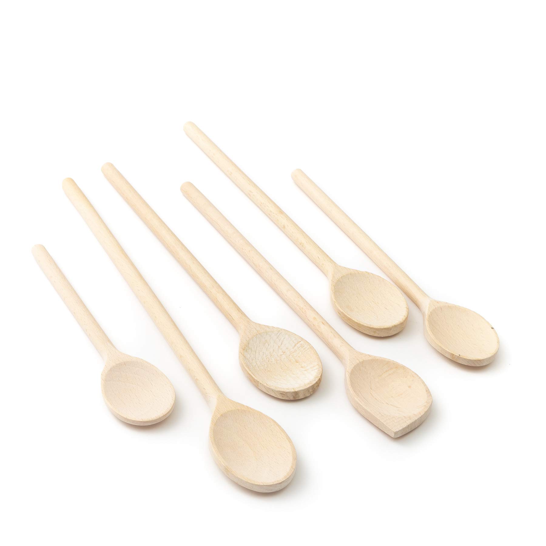 Tuuli Kitchen 6 Piece Wooden Cooking Spoons Kitchen Utensil Set (6x Cooking Spoon 18cm-35cm lenght)