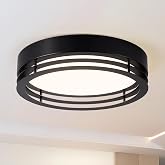 ZUYURT Modern Black Dimmable LED Flush Mount Ceiling Light, 11.8 in | Minimalist Round Ceiling Light Fixtures, Kitchen Flushmount Light for Bedroom Hallway Laundry Room, 2700K-6000K 5CCT