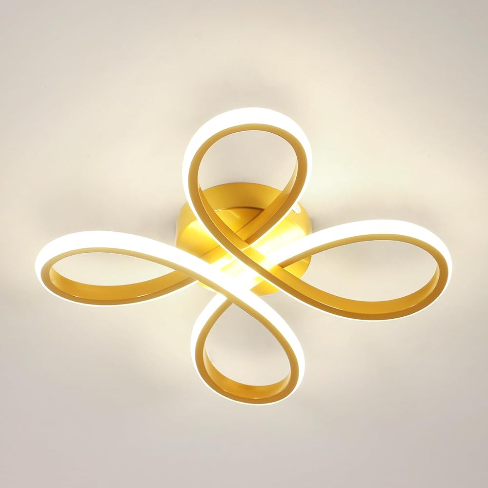 Comely Modern LED Ceiling Light 30W 3375LM 4500K Gold Floral Living Room