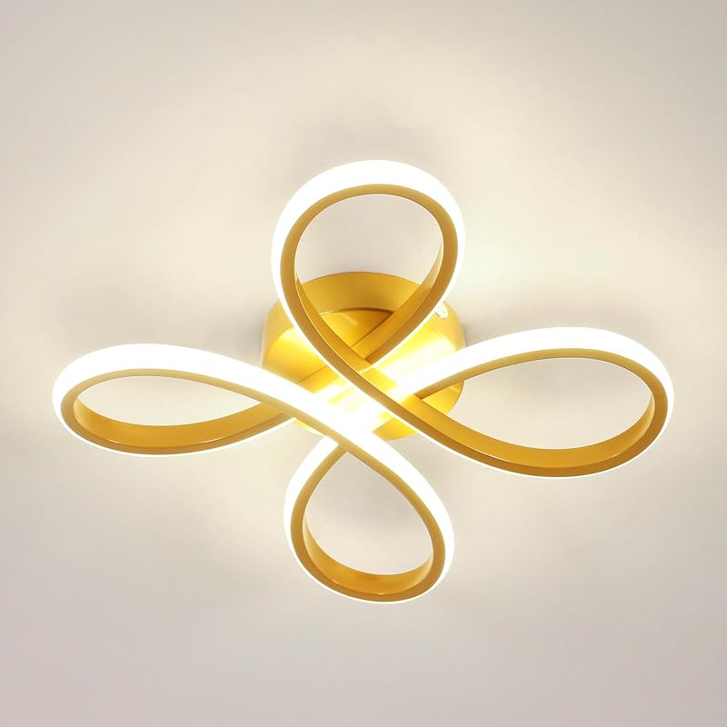 Comely Modern LED Ceiling Light 30W 3375LM 4500K Gold Floral Living Room