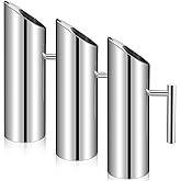 Funnymoom 3 Pack 53oz/1.5l Stainless Steel Water Pitcher Modern Metal Pitcher with Ice Guard Silver Carafe Drink with Handle or Iced Hot Drink Tea Juice Coffee Beer