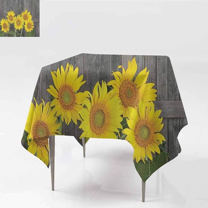 Tim1Beve Wipeable Tablecloth,Sunflower Decor Outdoor and