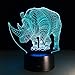 TRADE® 3D Visual Multicolor Gradient Acrylic Animal Rhino LED Touch USB Dual Purpose Base Bedside Illumination Night Light