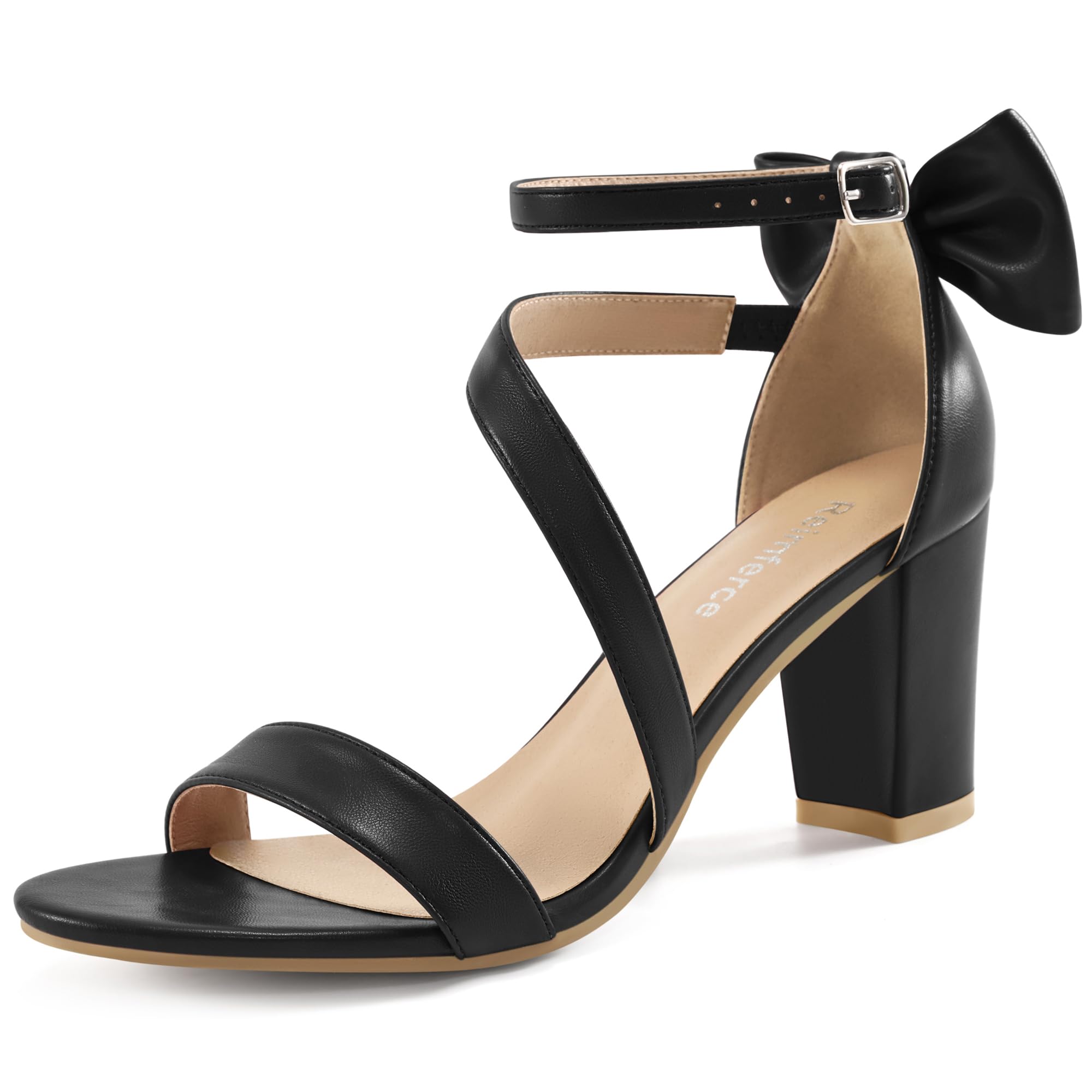 Photo 1 of Reimferce Chunky Heels for Women Wedding: Black 9 Comfortable Ladies Bow Heel Sandals for Prom Party - Bridal Dressy Walking Shoes