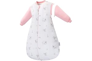 Miracle Baby Sleep Sack with Detachable Long Sleeves, 3.5 TOG Ultra-Thick Quilted Winter Baby Sleeping Bag with 2-Way Zipper