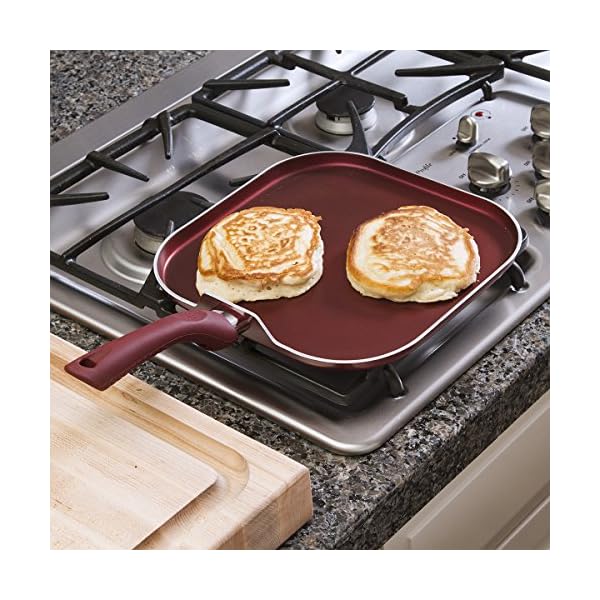 Ecolution Nonstick Square Griddle Pan, Dishwasher Safe, Silicone Handle