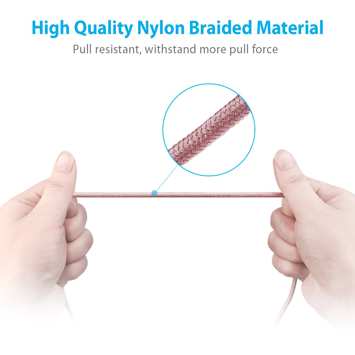 [Apple MFi Certified] OLALA 3.3 Feet/1 Meter Nylon Braided Lightning to USB Cable Sync and Charging Charger Cord for iPhone, iPad and More (Rose Gold)