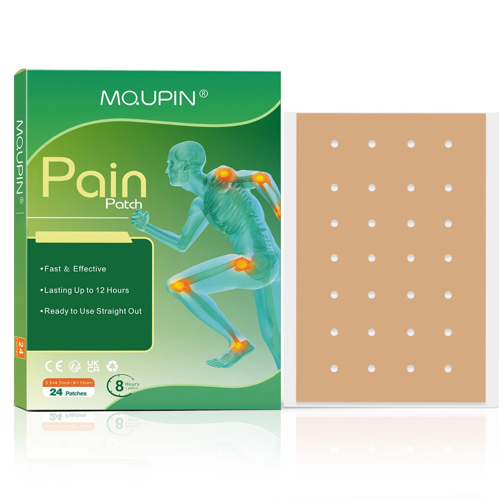 Pain Relief Patches Heat Patches Larger Size 24 PCS, Pain Relief Plaster 12 Hours Long-Lasting Pain Relief for Back Knee Joint Muscle Neck Shoulder Pain, 9 * 12cm
