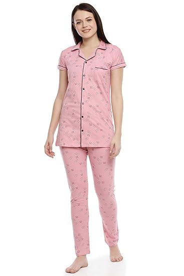 Womens Printed Maternity Nightsuit -Top and Bottom Set