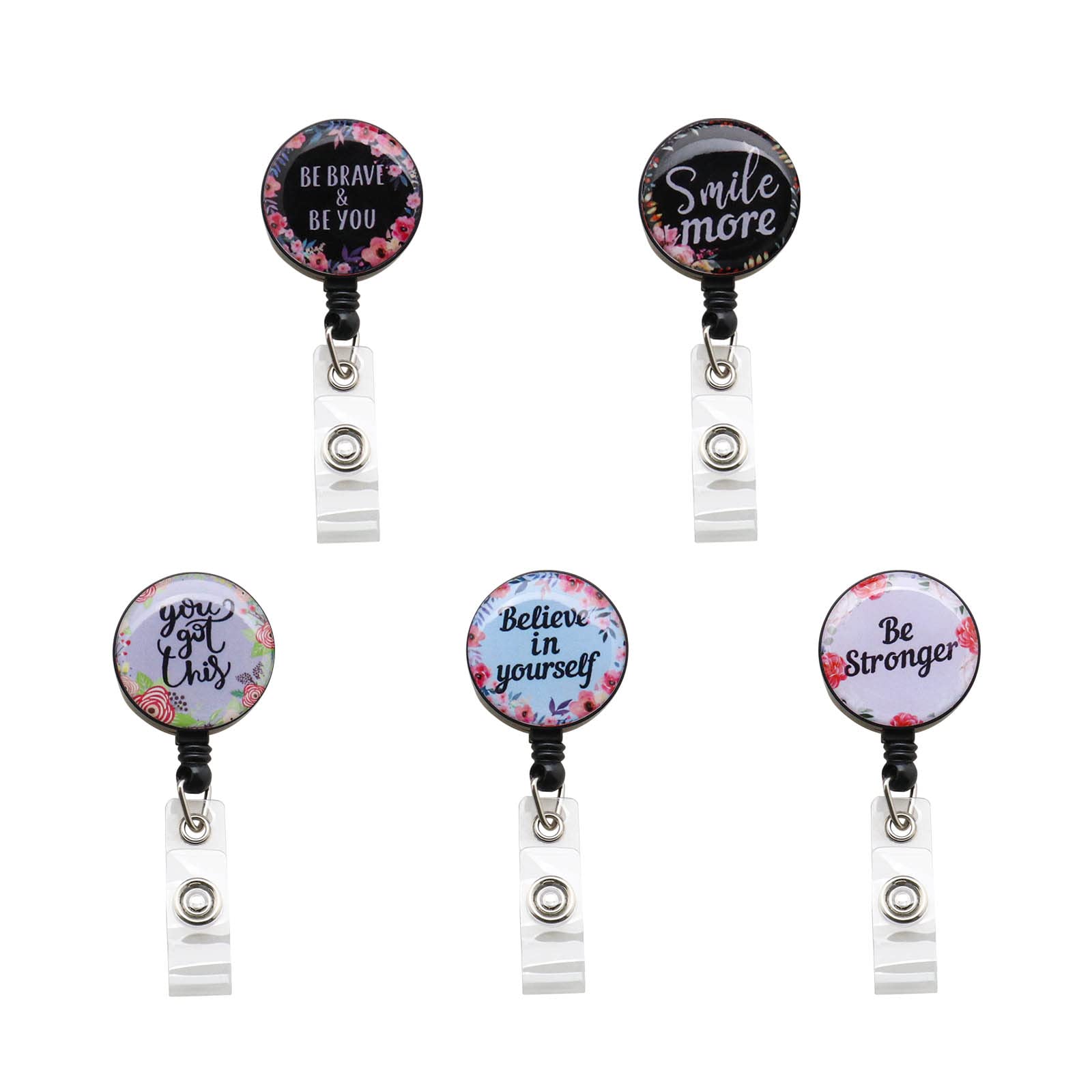 The Lord of the Tools 5PCS Retractable Badge Holder ID Badge Reels with 360 Degree Rotation Alligator Clip for Office Worker Doctor Nurse Office School Supplies
