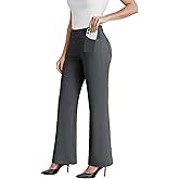 DLOODA Dress Work Pants Women Business Casual Slack Trousers Stretchy Pull On Office Flare Pants with Pockets